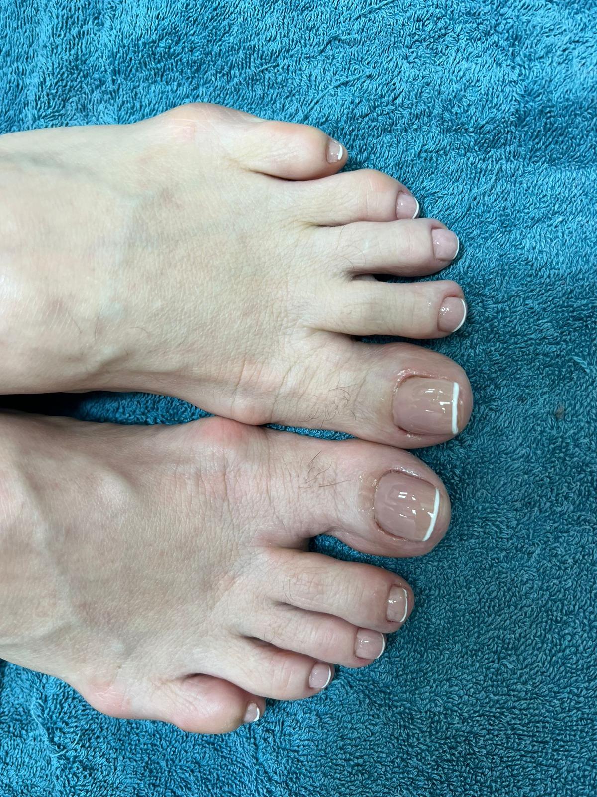 French pedicure on natural nails