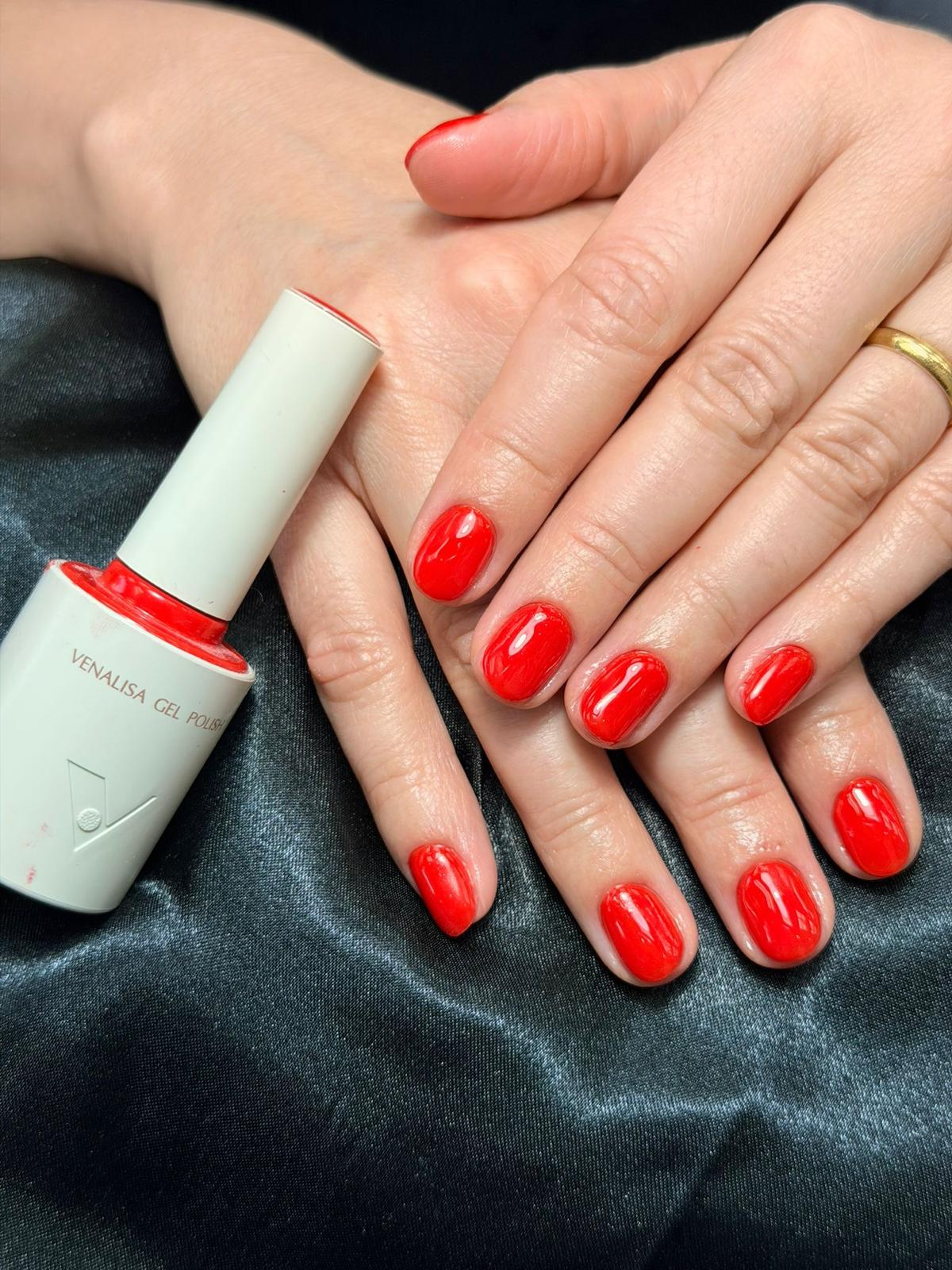 Classic red gel manicure