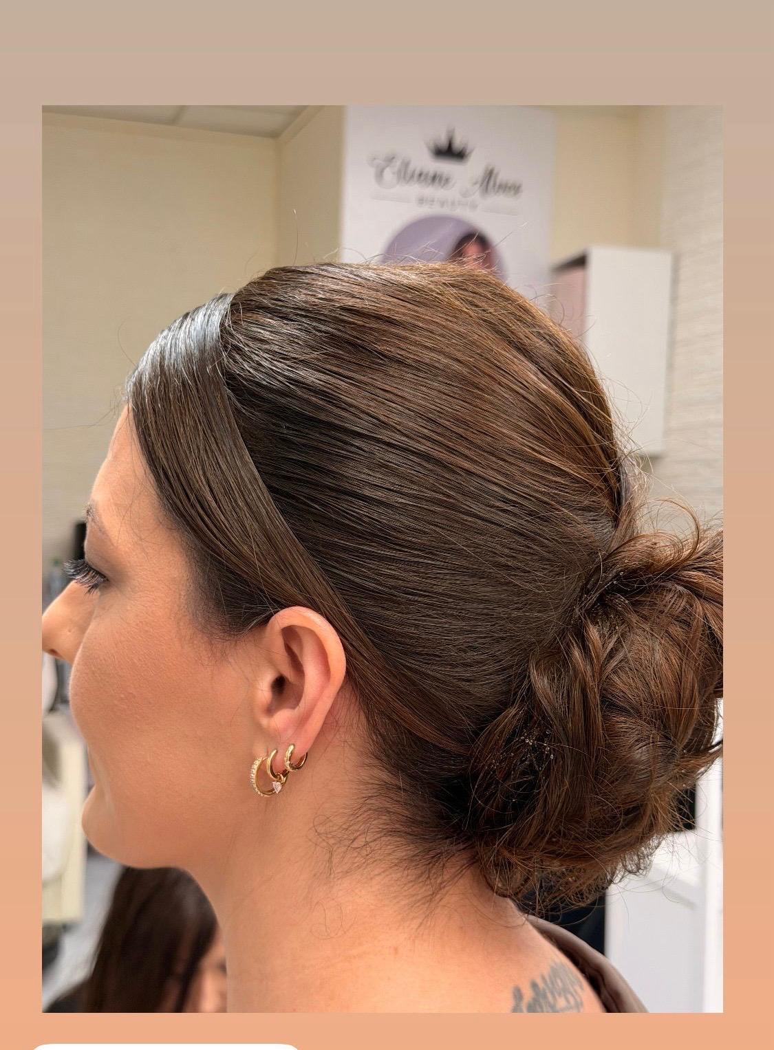 Sleek low bun updo