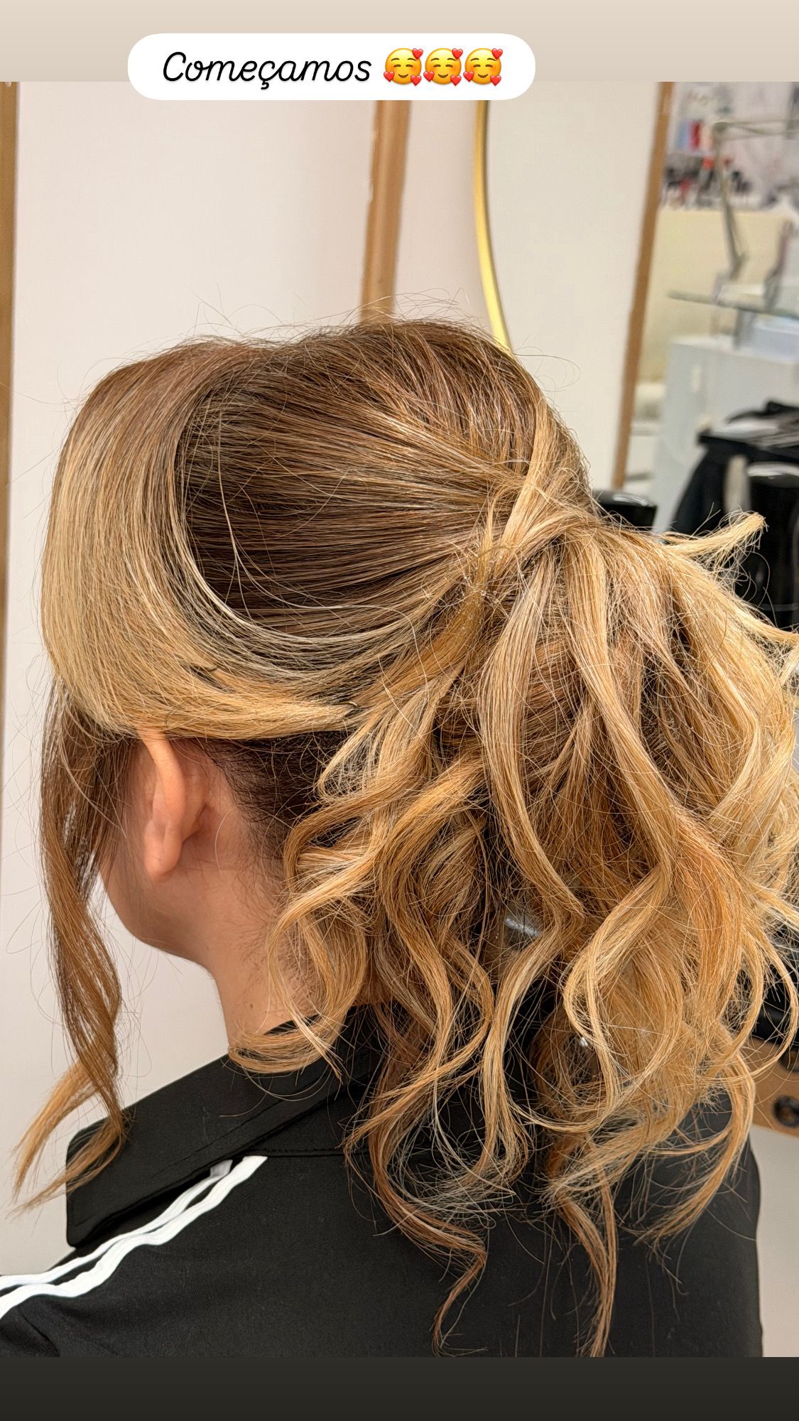 Half-up updo with soft curls